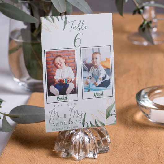 Foto's voor kinderen Bride Groom Wedding Table Num Bedankkaart