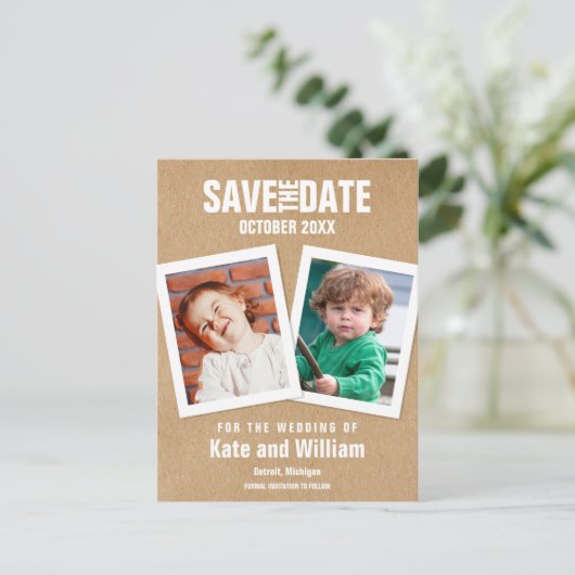 Foto's voor kinderen Rustic Kraft Save the Date Aankondigingskaart