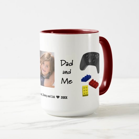 Foto's voor papa en mij 2 Aangepaste foto's Mok (Voorkant rechts)