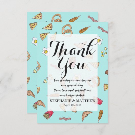 Foto's Waterverf Pizza Fries Bacon Bedankkaart (Voorkant / Achterkant)