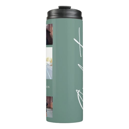 Fotosap groen afstuderen script modern elegant thermosbeker (Voorkant)