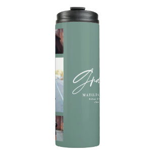 Fotosap groen afstuderen script modern elegant thermosbeker