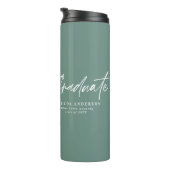 Fotosap groen afstuderen script modern elegant thermosbeker (Geroteerd rechts)