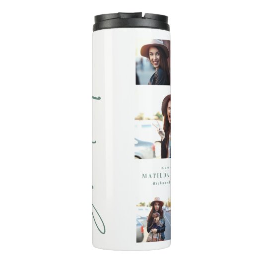 Fotosap groen afstuderen script modern elegant thermosbeker (Achterkant)