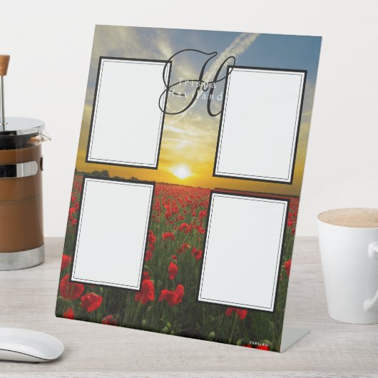 Fotoscherm - HAMbyWG - Zonneover rode bloemen Reclamebord Met Voetstuk (Insitu)