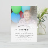 Fotoscript 90e verjaardag Party uitnodiging (Staand voorkant)