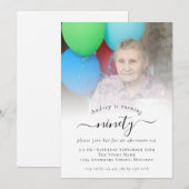 Fotoscript 90e verjaardag Party uitnodiging (Voorkant / Achterkant)