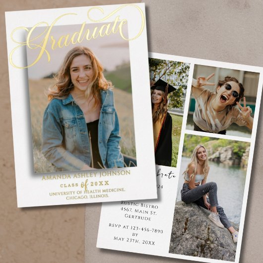 Fotoscript Afstuderen zwart wit Afstuderen Folie Uitnodiging