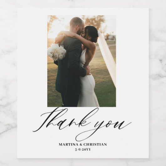 Fotoscript Bedankt Fotobruiloft Wijn Etiket (Enkel label)