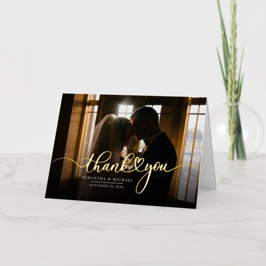 Fotoscript bruiloft bedankkaart folie wenskaart (Voorkant)