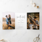 Fotoscript Bruiloft Bewaar de datum Kaart (Binnen)