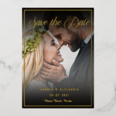 Fotoscript De datum opslaan Folie Uitnodiging (Voorkant)