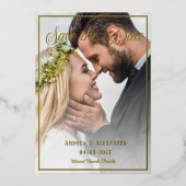 Fotoscript De datum opslaan Folie Uitnodiging (Voorkant)