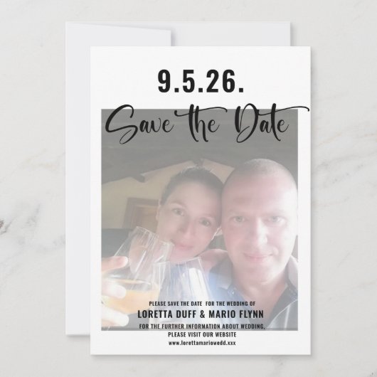 Fotoscript De datum opslaan Uitnodiging (Voorkant)