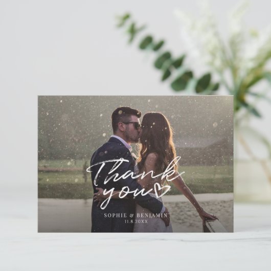 Fotoscript Elegant Wedding Bedankkaart (Staand voorkant)