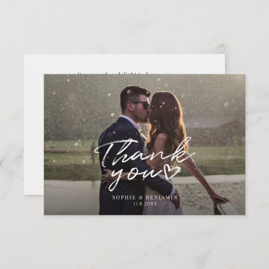 Fotoscript Elegant Wedding Bedankkaart (Voorkant / Achterkant)