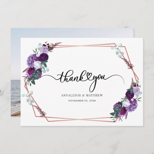 Fotoscript Floral Wedding Bedankkaart (Voorkant / Achterkant)
