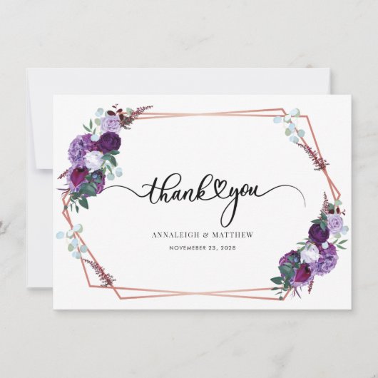 Fotoscript Floral Wedding Bedankkaart (Voorkant)