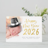 Fotoscript Gelukkig Nieuwjaar 2026 Kalender Real Folie Feestdagenkaart (Staand Voorkant)