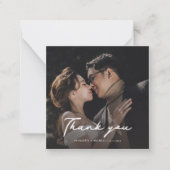 Fotoscript Handbeletterde bruiloft Dank u Notitiekaartje (Voorkant)
