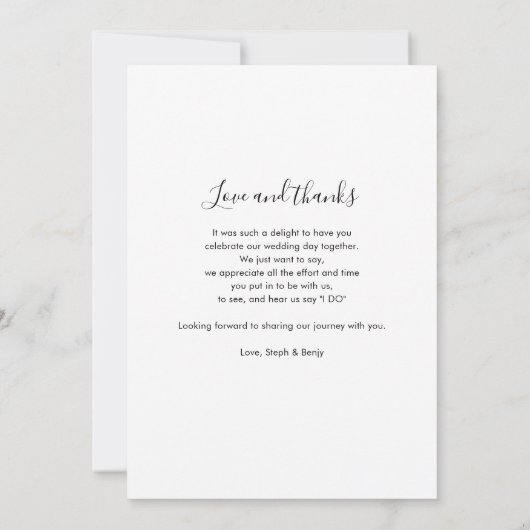 Fotoscript Handgeschreven bruiloft Bedankkaart (Achterkant)