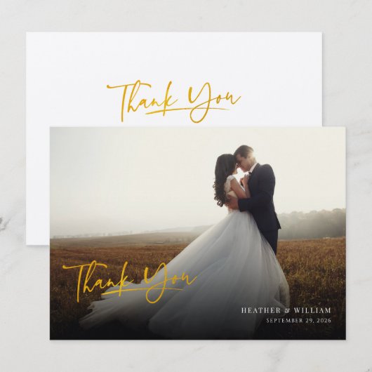 Fotoscript Handgeschreven bruiloft Bedankt Notitiekaartje (Voorkant / Achterkant)