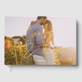 Fotoscript Handtekening Elegant Zwart Bruiloft Gastenboek (Voorkant)