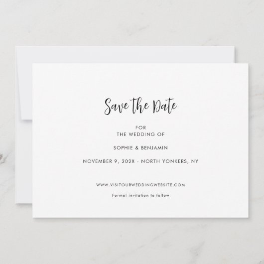 Fotoscript Moderne bruiloft Save The Date (Achterkant)