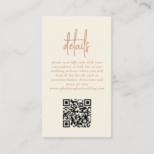 Fotoscript QR Terracotta Cream Bruiloft Details Informatiekaartje (Voorkant)