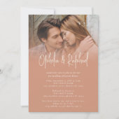 Fotoscript Terracotta Huwelijksrepetitie Diner Kaart (Voorkant)