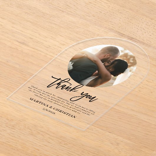 Fotoscript Trouwen Bedankt Arch Acryl Uitnodigingen (Laagn)