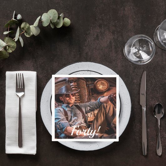Fotoscript voor 40e verjaardag servet