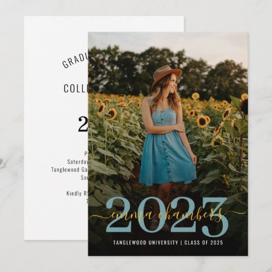 Fotoscriptie Zonnebloemen GraduPartij Kaart (Voorkant / Achterkant)