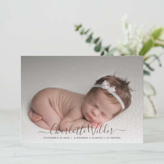 Fotoscriptnaam geboorteaankondiging (Staand voorkant)