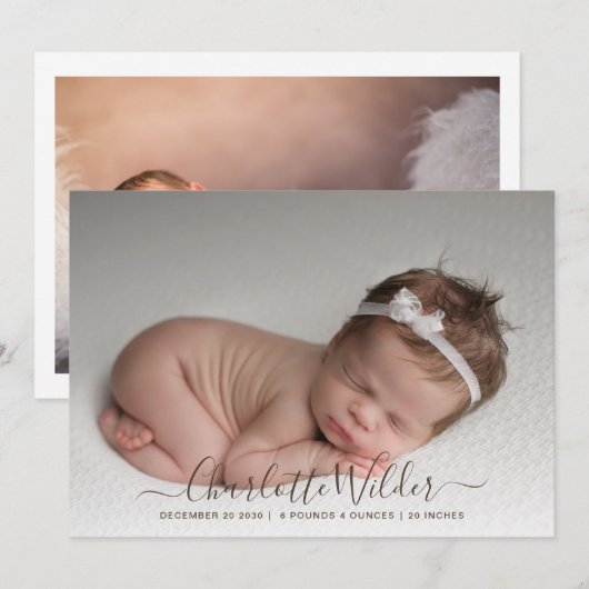 Fotoscriptnaam geboorteaankondiging (Voorkant / Achterkant)