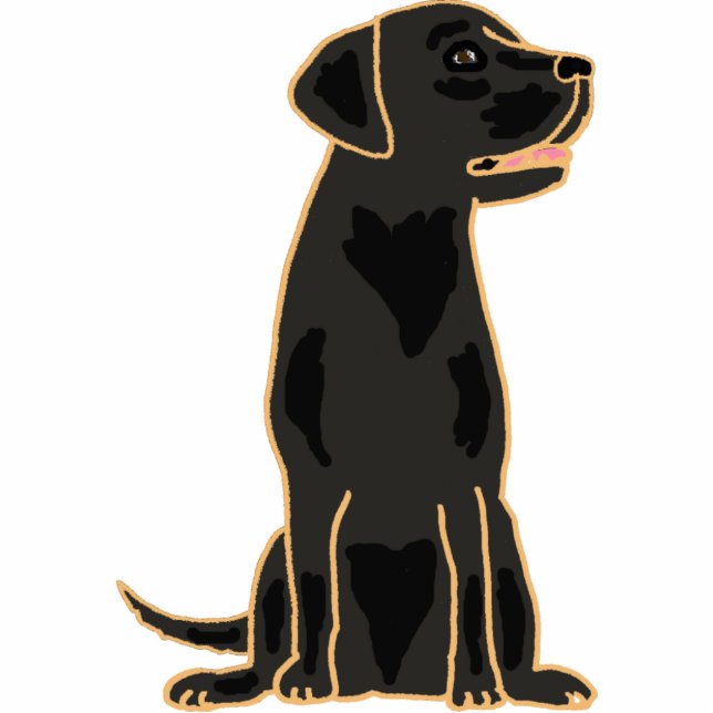 Fotosculptuur AY-Black Labrador Cartoon Staand Fotobeeldje (Voorkant)