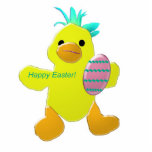 Fotosculptuur "Happy Easter" Staand Fotobeeldje<br><div class="desc">Een donkergele meid met een speciaal paascadeau.</div>