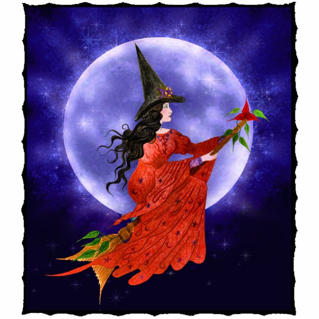 Fotosculptuur van heks staand fotobeeldje  (Voorkant)