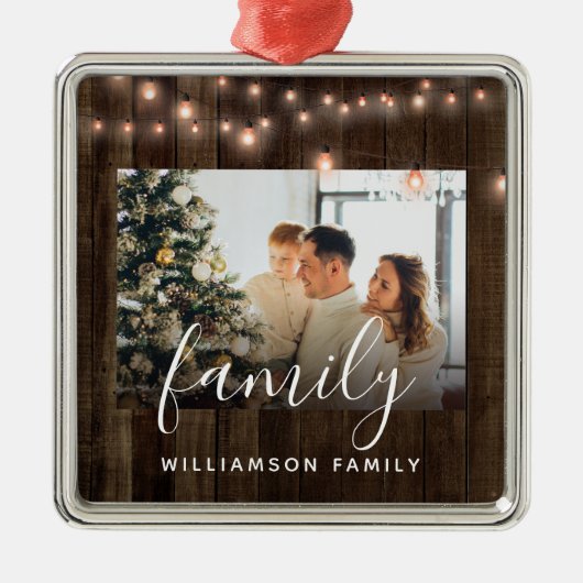 Fotoserie Hout- en lichte-feestkeramiek Metalen Ornament (Voorkant)