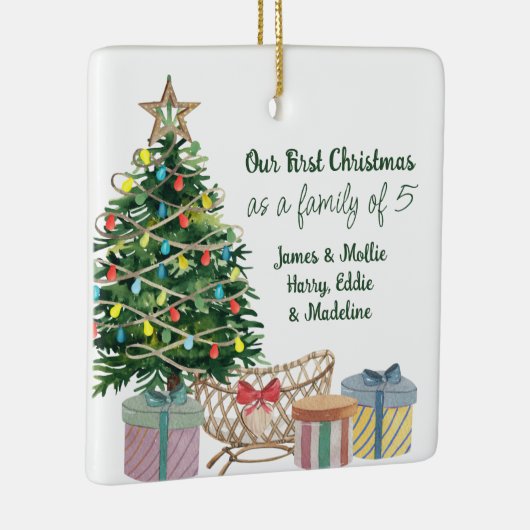 Fotoserie van elk kerstboomnummer en Wieg Keramisch Ornament (Rechts)