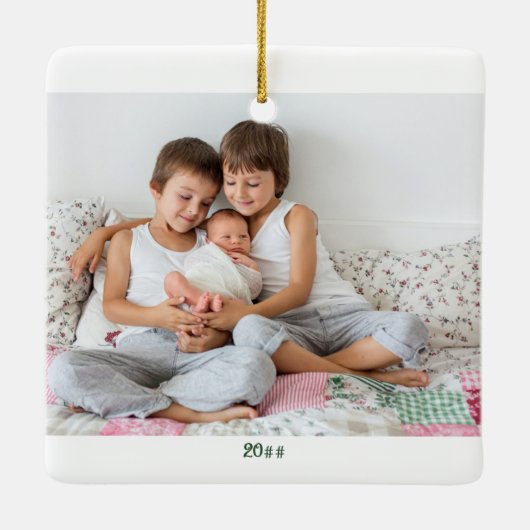 Fotoserie van elk kerstboomnummer en Wieg Keramisch Ornament (Achterkant)