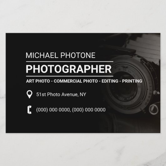 Fotoservices vervagende stijl zwart flyer (Voorkant)