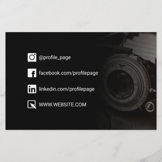 Fotoservices vervagende stijl zwart flyer (Achterkant)