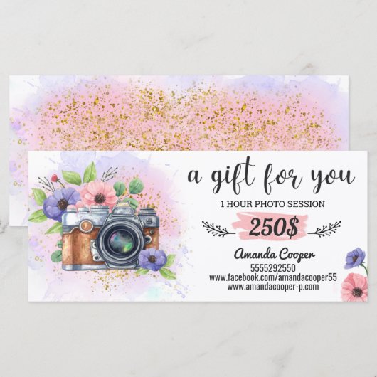 Fotosessie cadeaukaart Fotografie Gift Certified (Voorkant / Achterkant)