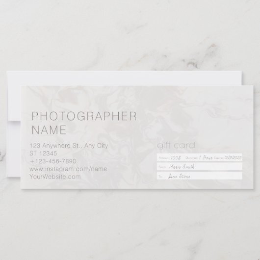 Fotosessie Cadeaukaart, fotografisch certificaat (Achterkant)