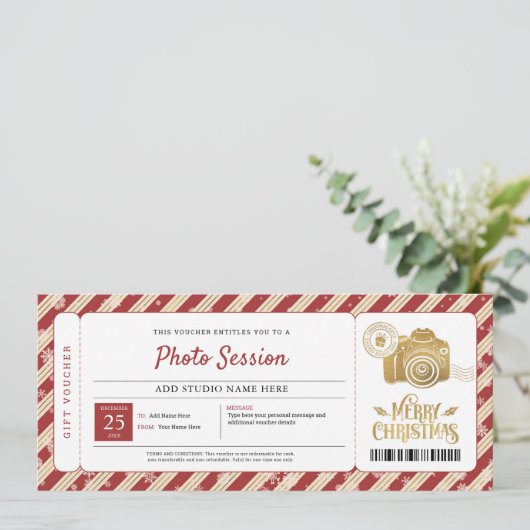 Fotosessie Kerst Cadeaubon Kaart (Staand voorkant)