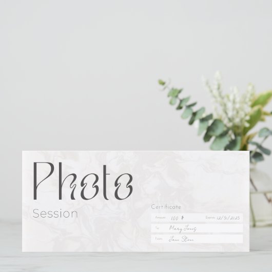 Fotosessie, minimaistische foto-shot-cadeaukaart, (Staand voorkant)