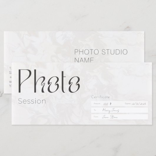 Fotosessie, minimaistische foto-shot-cadeaukaart, (Voorkant / Achterkant)