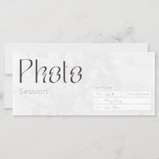 Fotosessie, minimaistische foto-shot-cadeaukaart, (Voorkant)