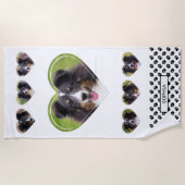 Fotosjablonen voor hartvorm met poten en naam strandlaken (Voorkant)